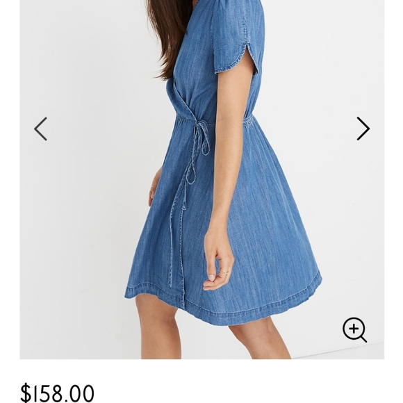 NWT $158 Madewell Denim Tulip Sleeve Wrap Dress - Picture 4 of 4